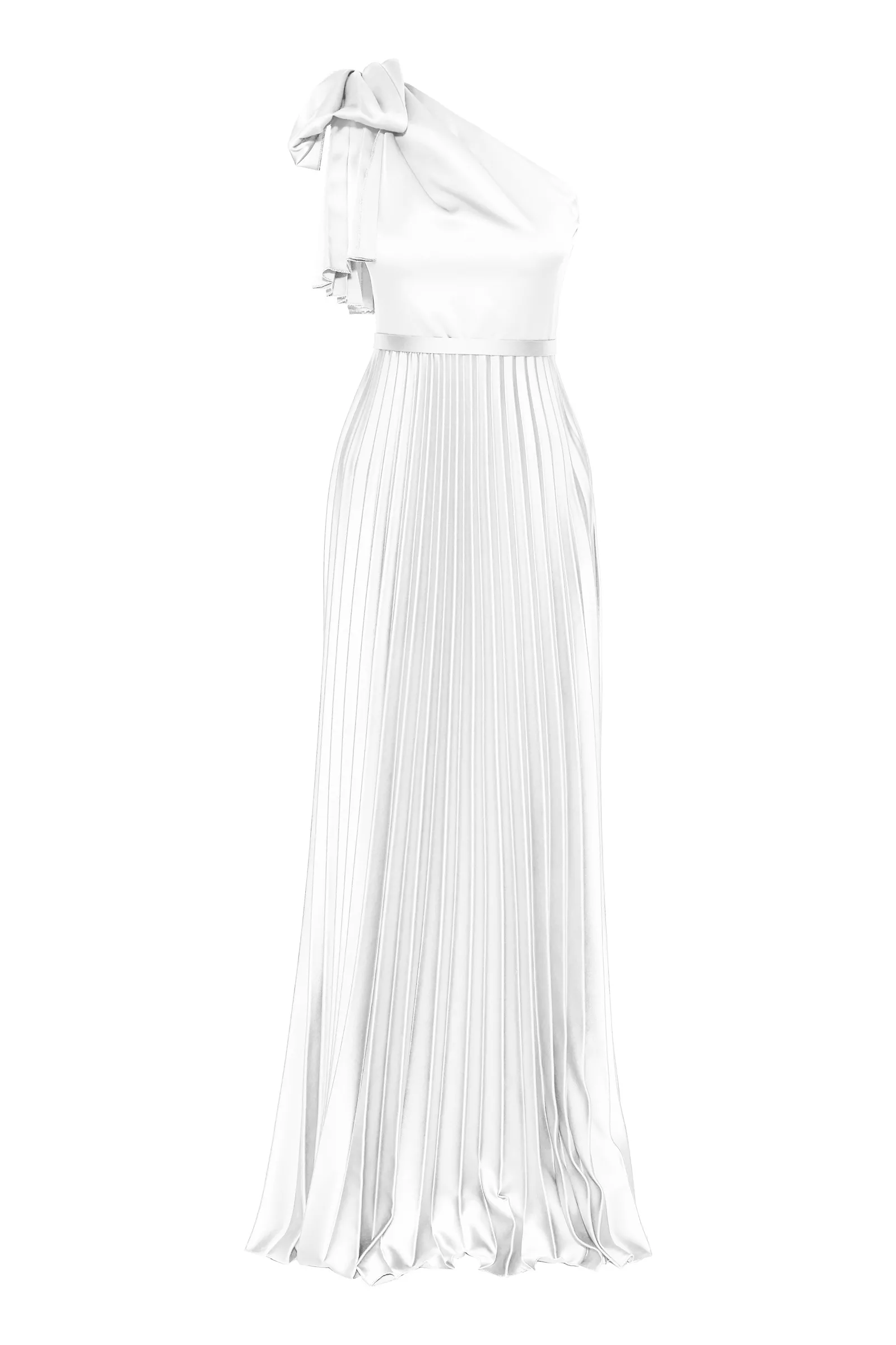 White Satin One Arm Long Dress | Satin Dresses | KeiKei