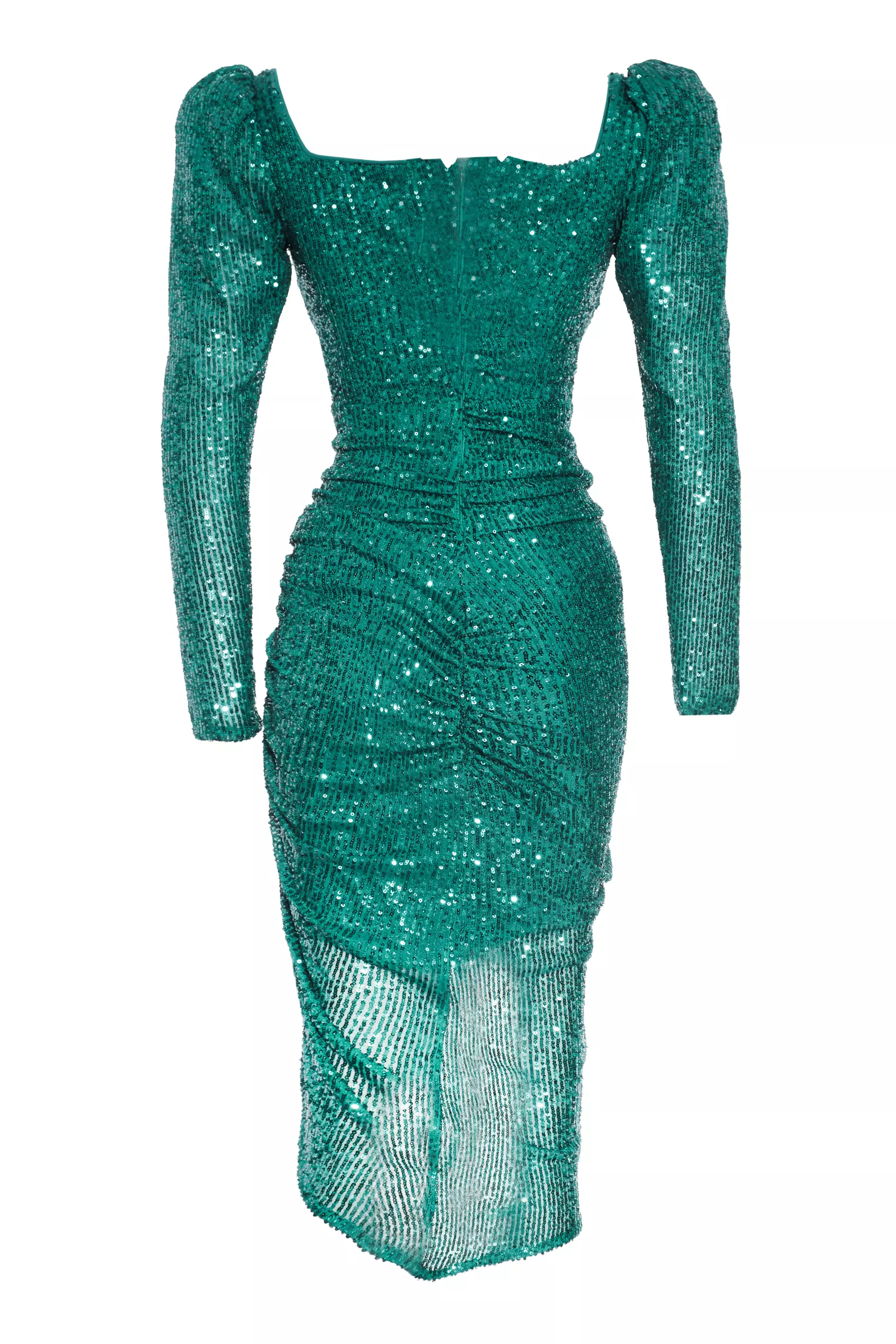 Green sequin long sleeve maxi dress