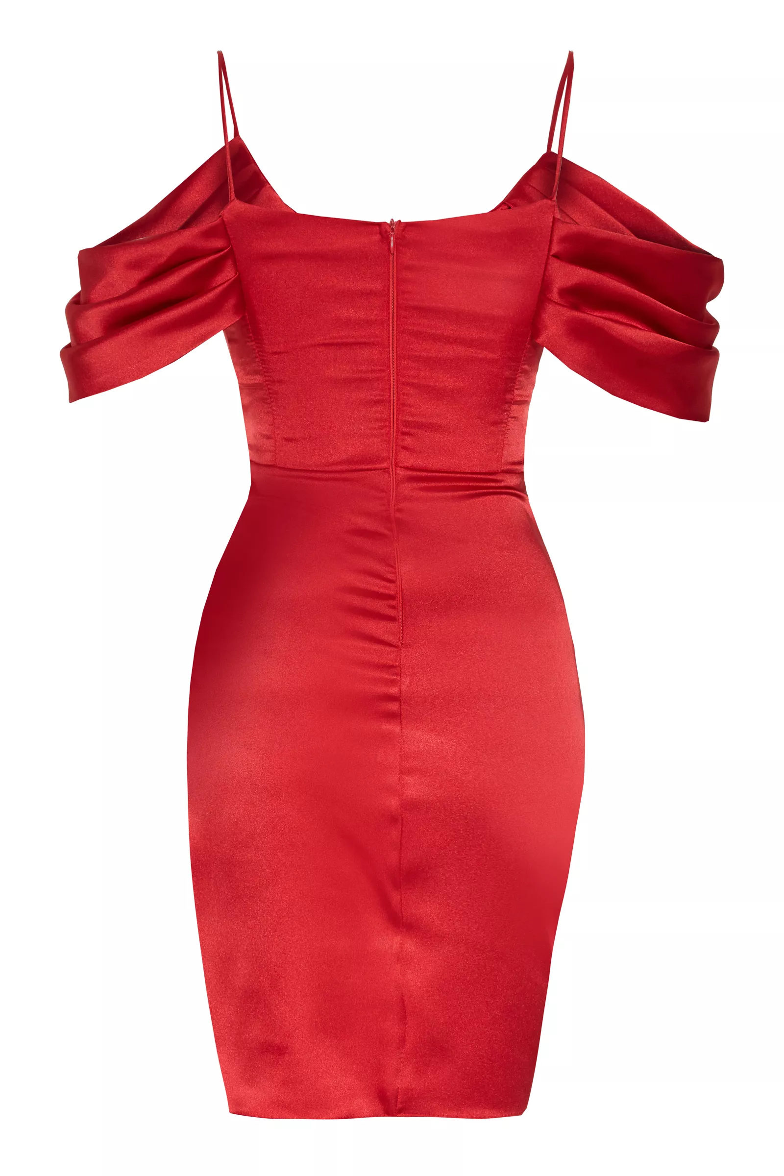 Red plus size satin short sleeve mini dress
