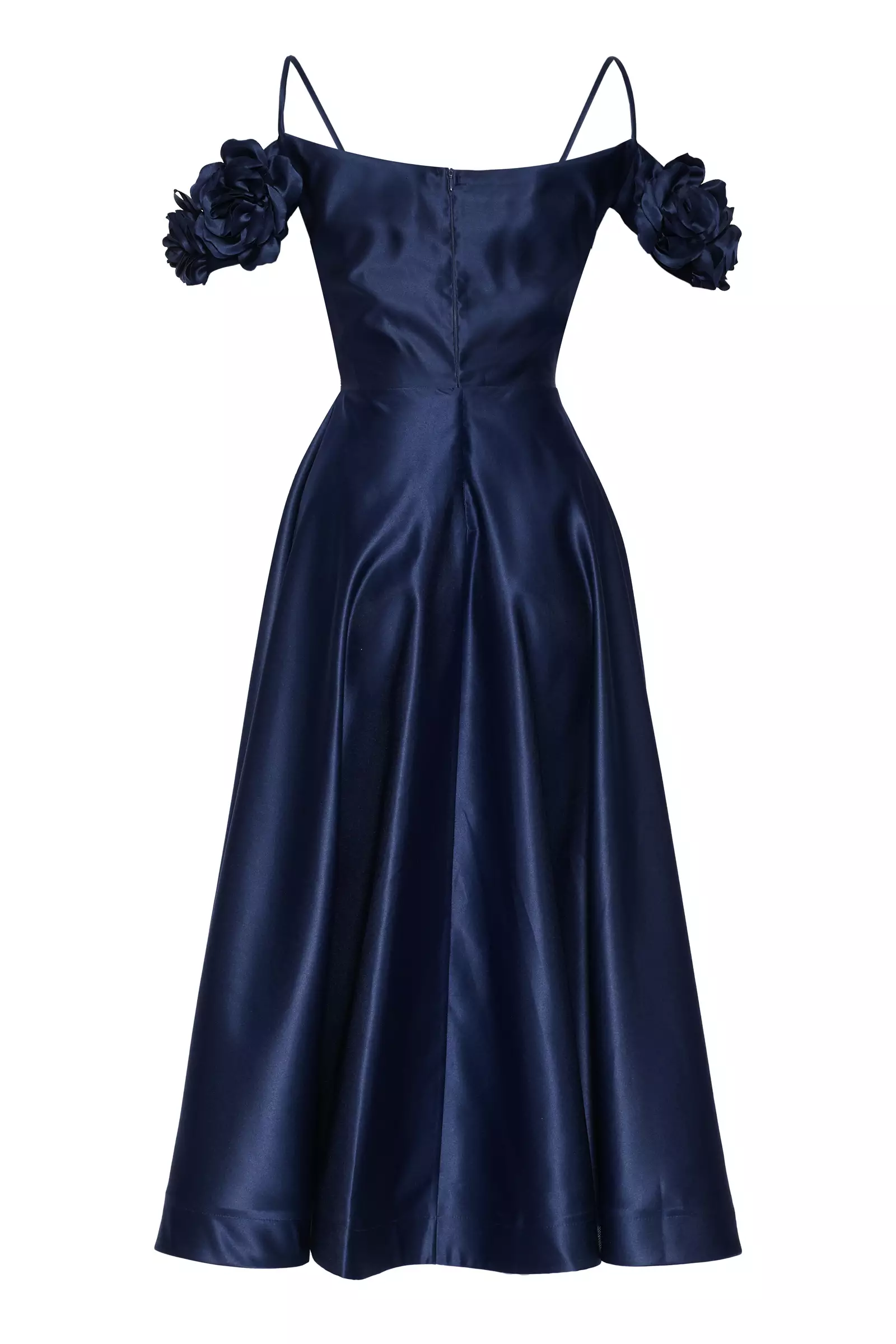 Navy Blue Plus Size Satin Sleeveless Maxi Dress