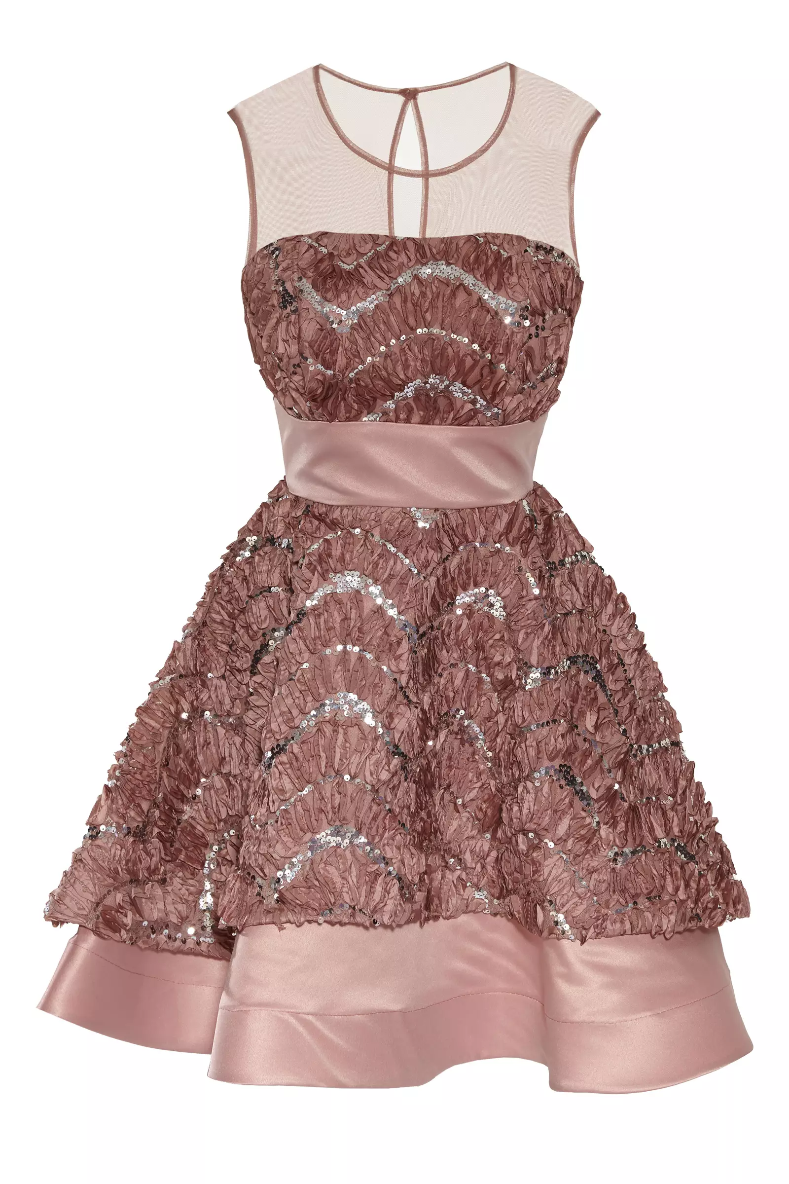 Printed Lace Sleeveless Mini Dress