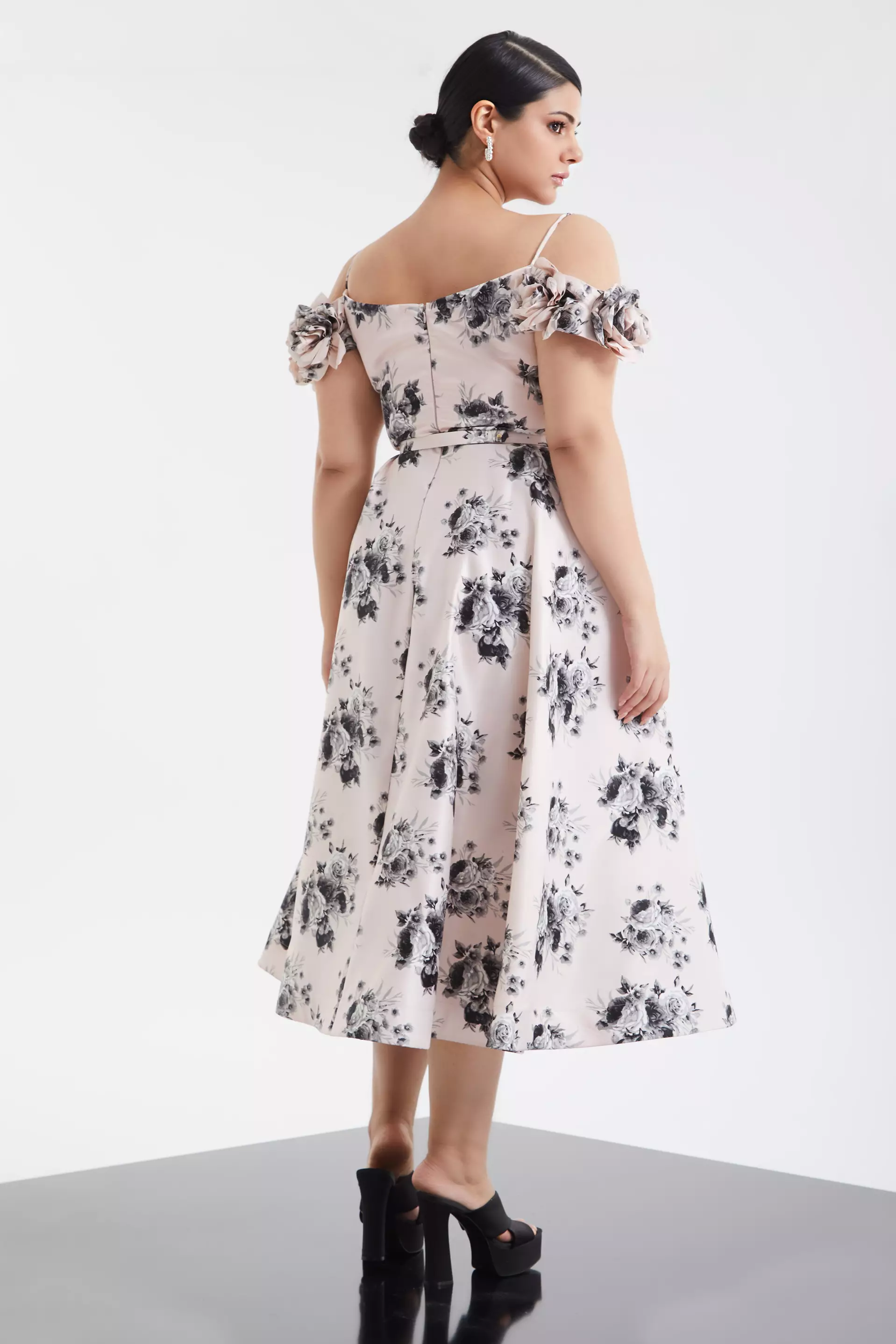 B&W Plus Size Satin Sleeveless Maxi Dress