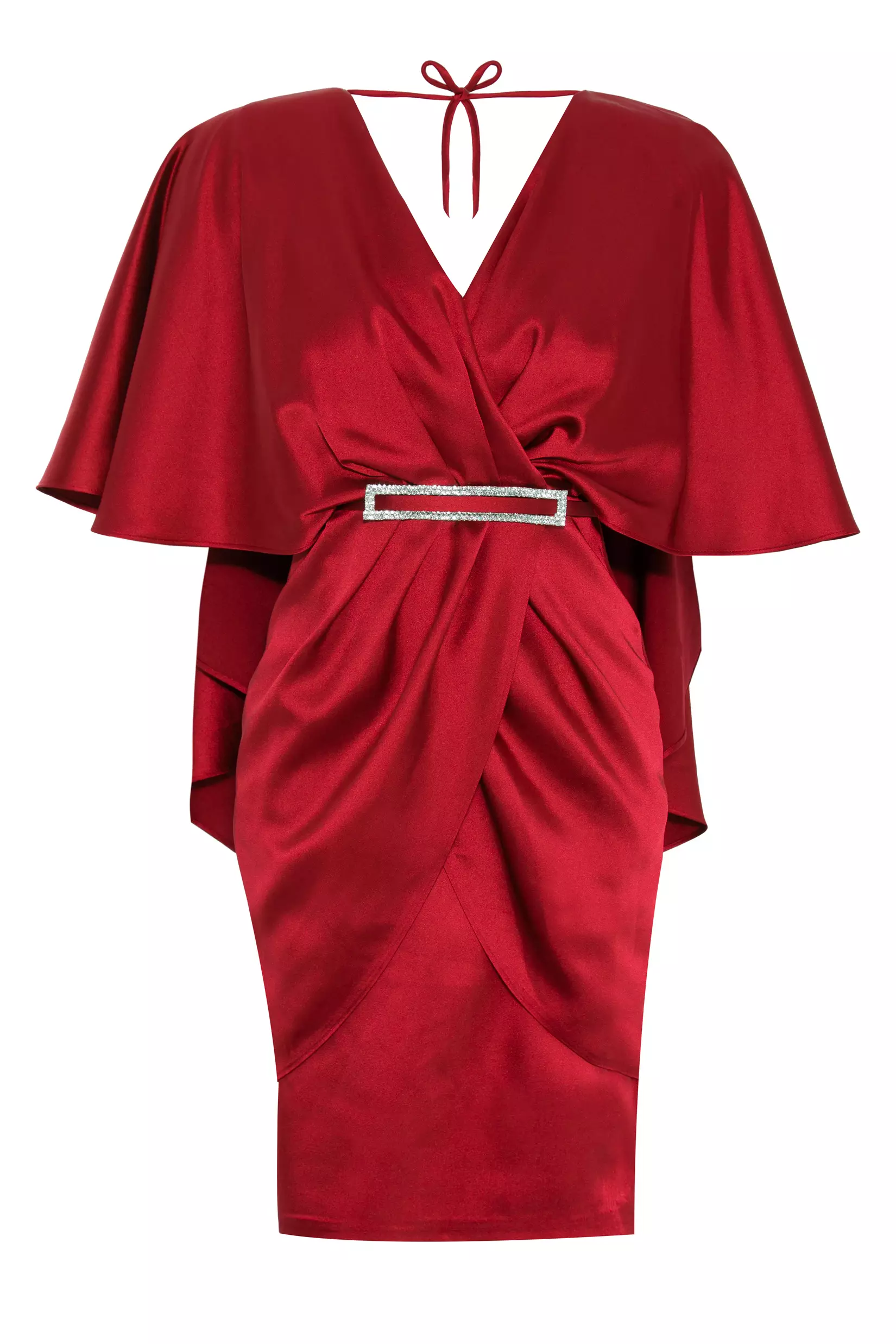 Red Plus Size Satin Short Sleeve Mini Dress