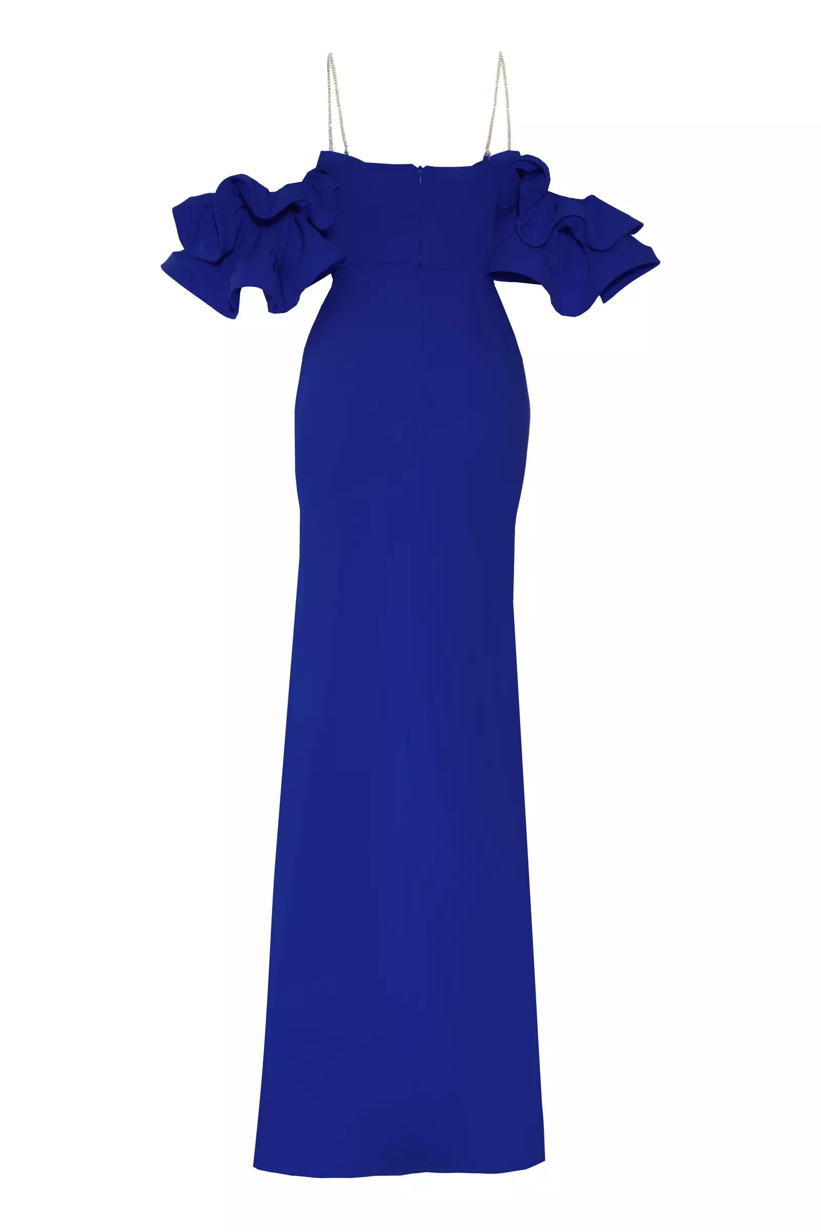 Navy blue plus size crepe sleeveless maxi dress