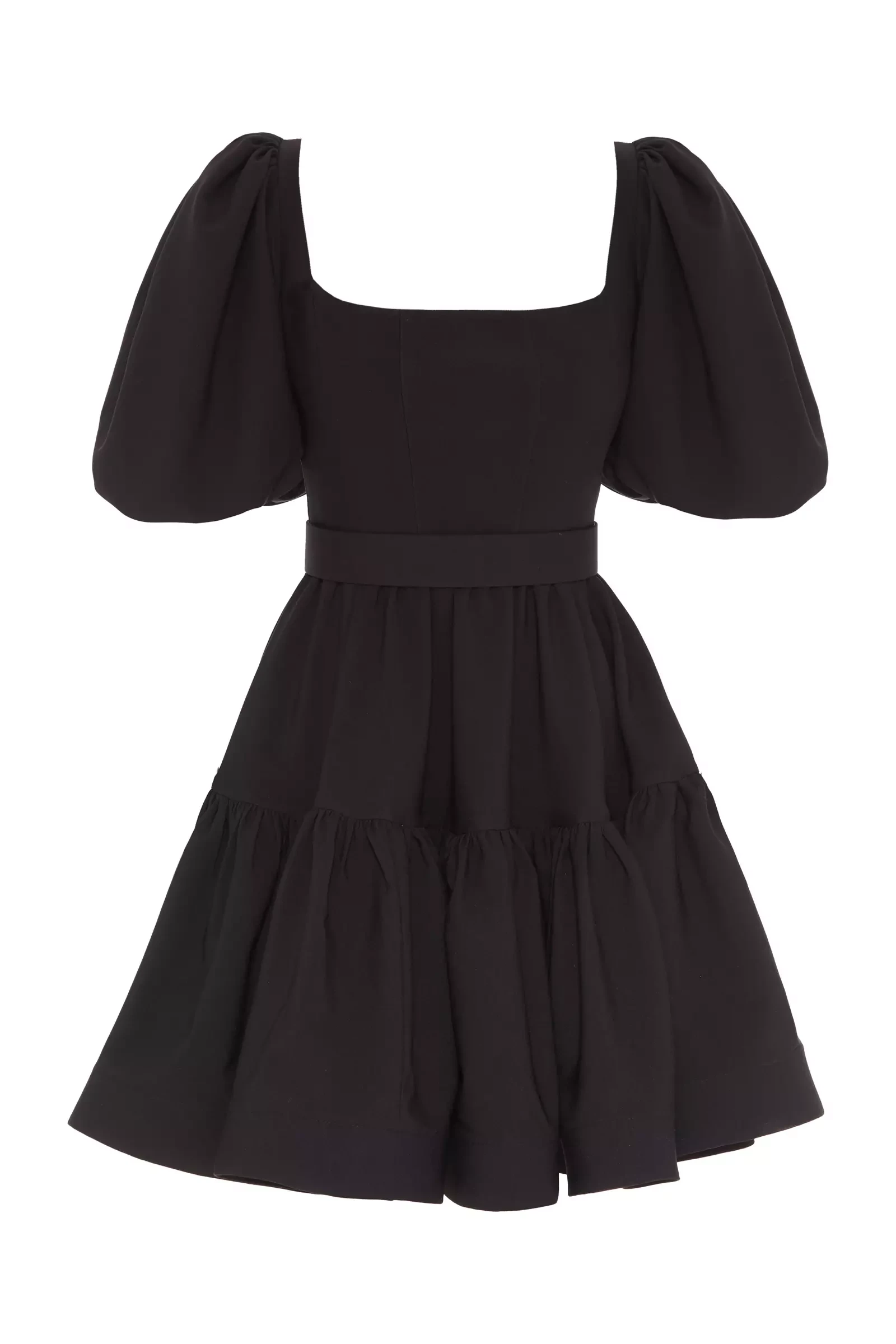 Black crepe short sleeve mini dress