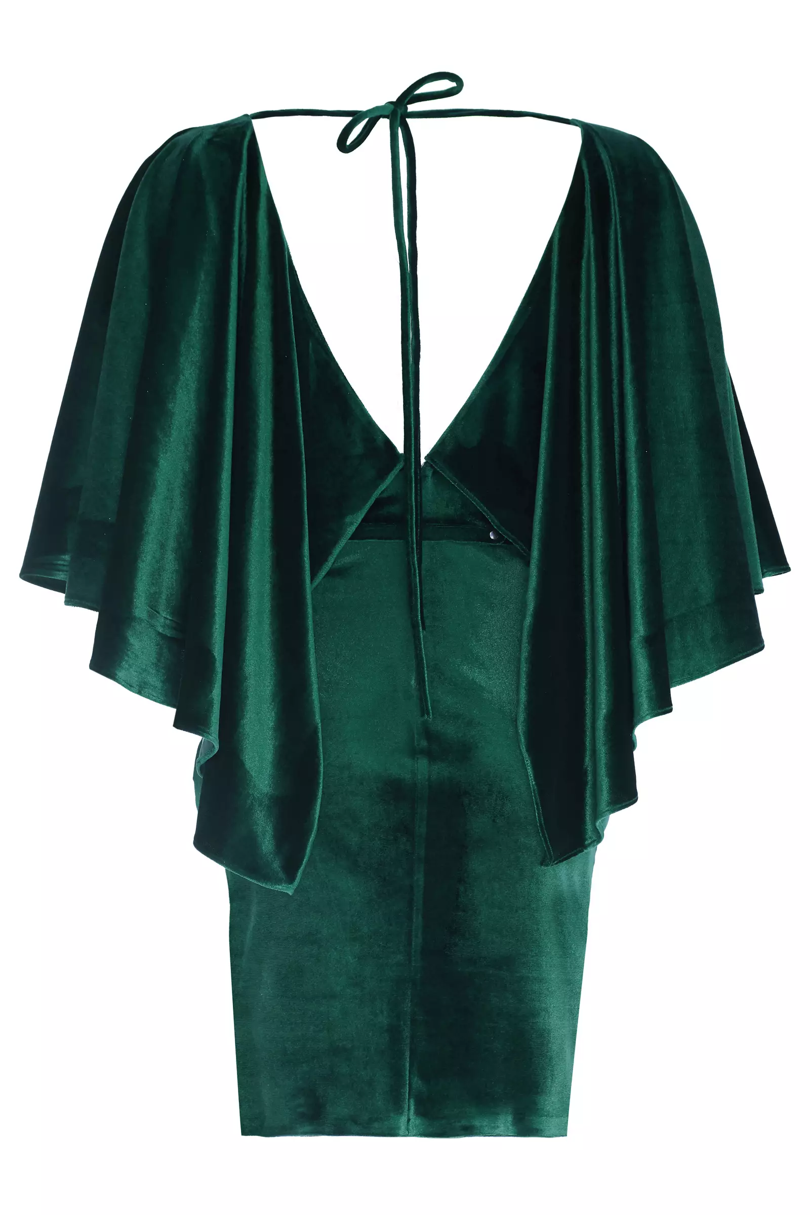 Green velvet short sleeve mini dress