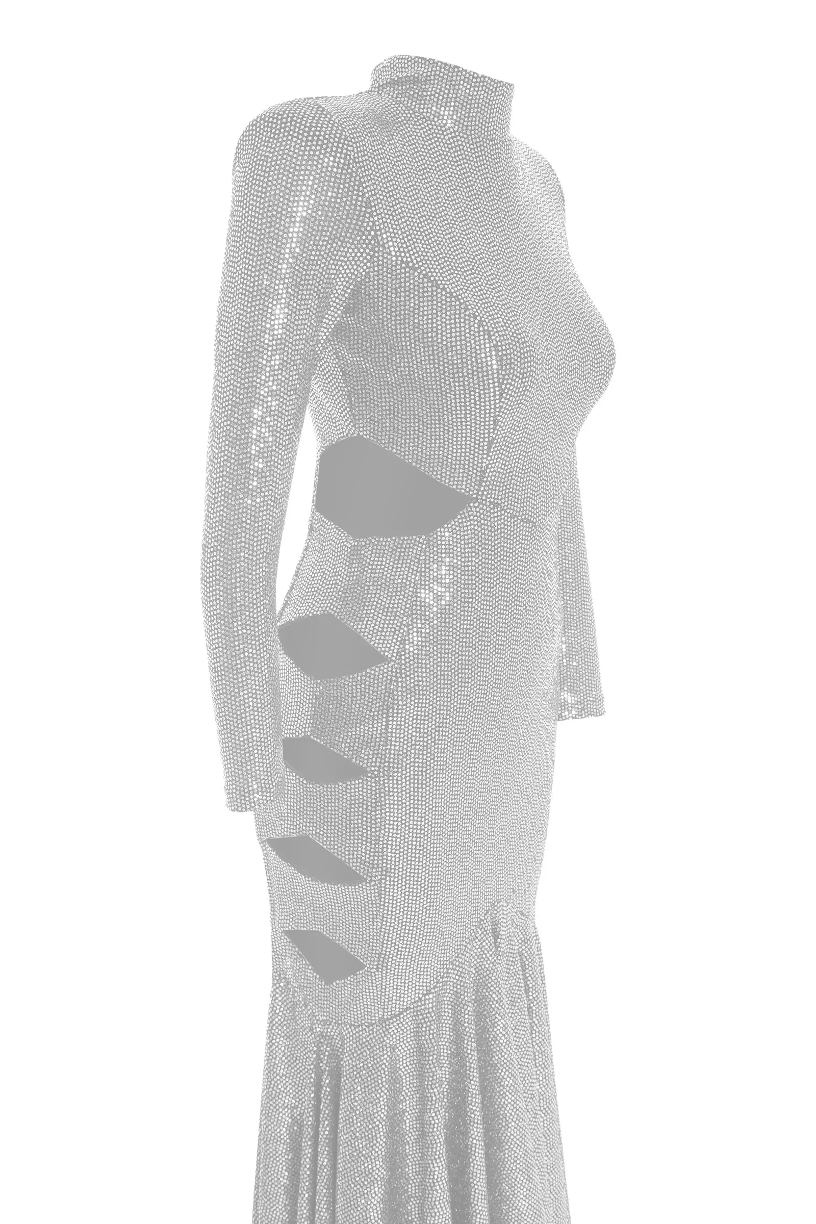 Silver sequin long sleeve maxi dress