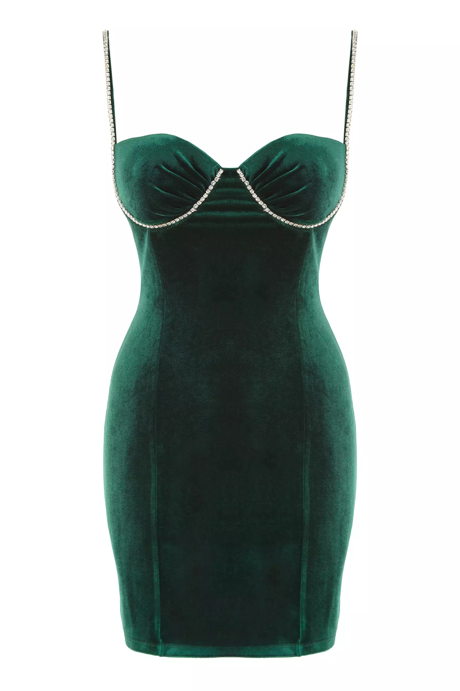 Green velvet sleeveless mini dress