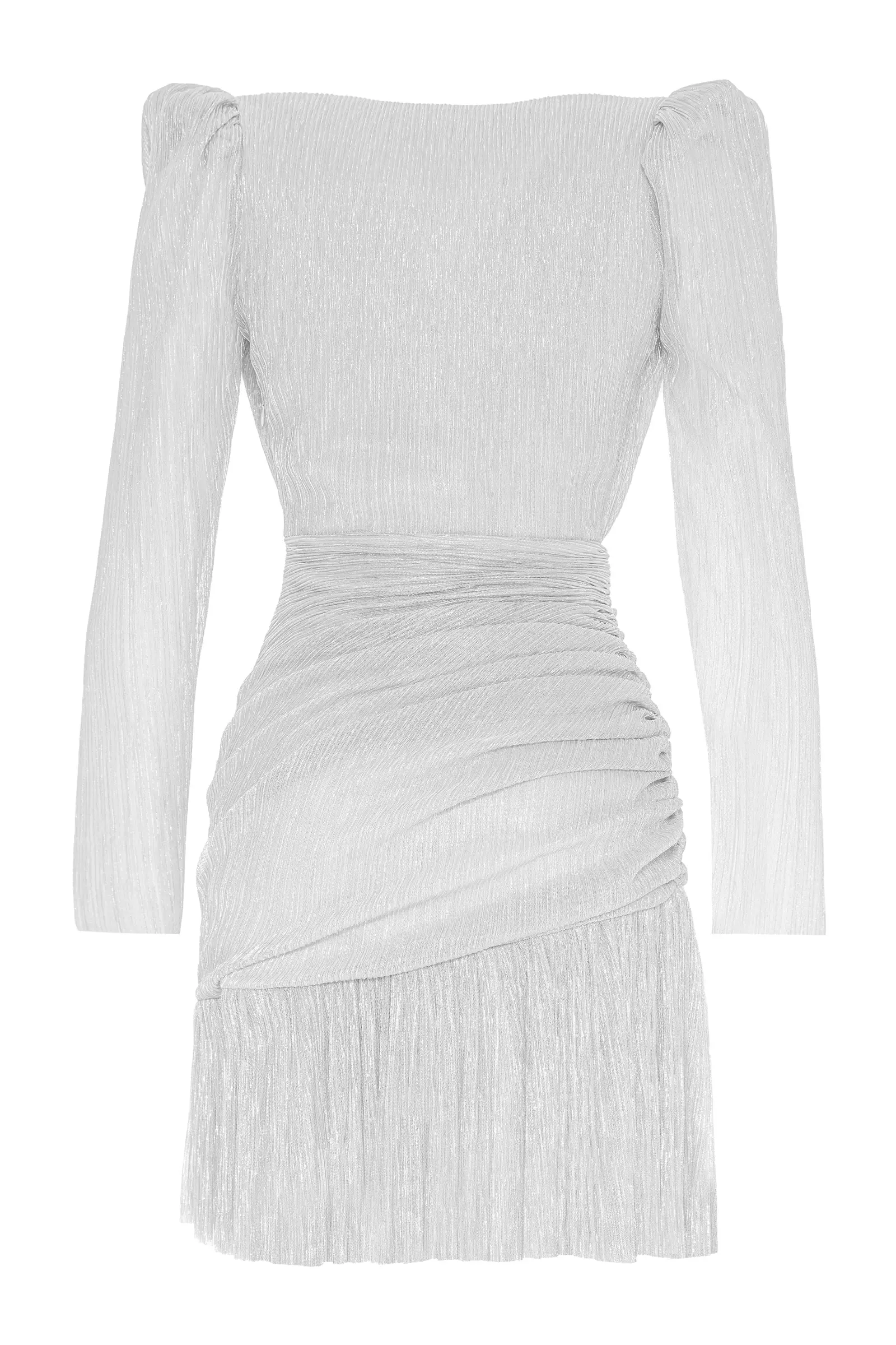 Silver sparky long sleeve mini dress