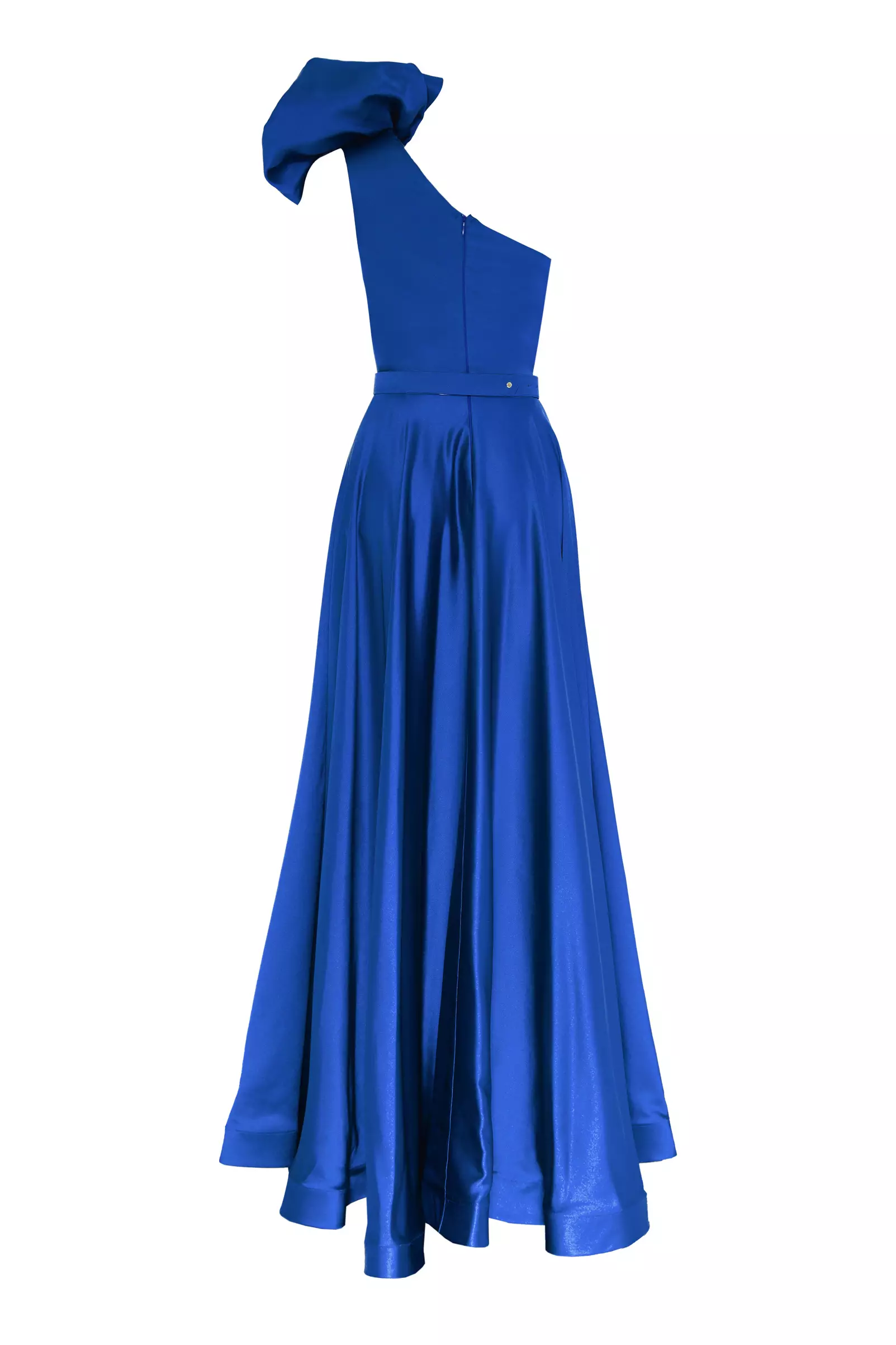 Blue plus size satin sleeveless maxi dress