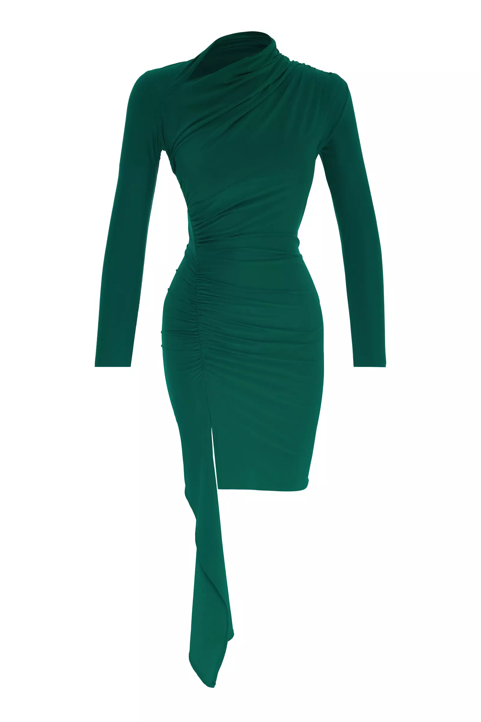 Green sendy long sleeve midi dress