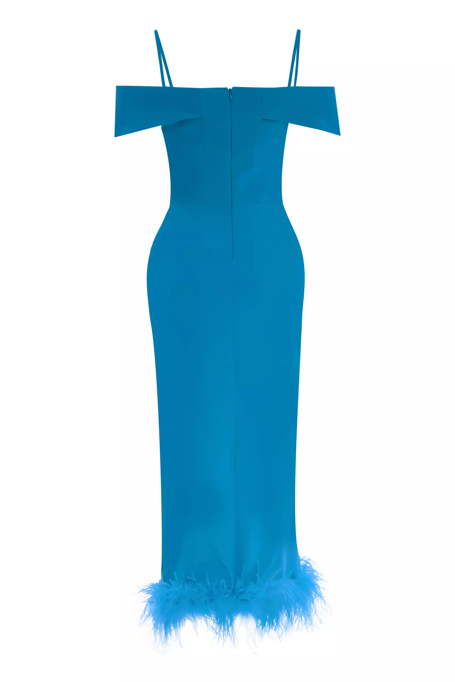 Blue crepe sleeveless maxi dress