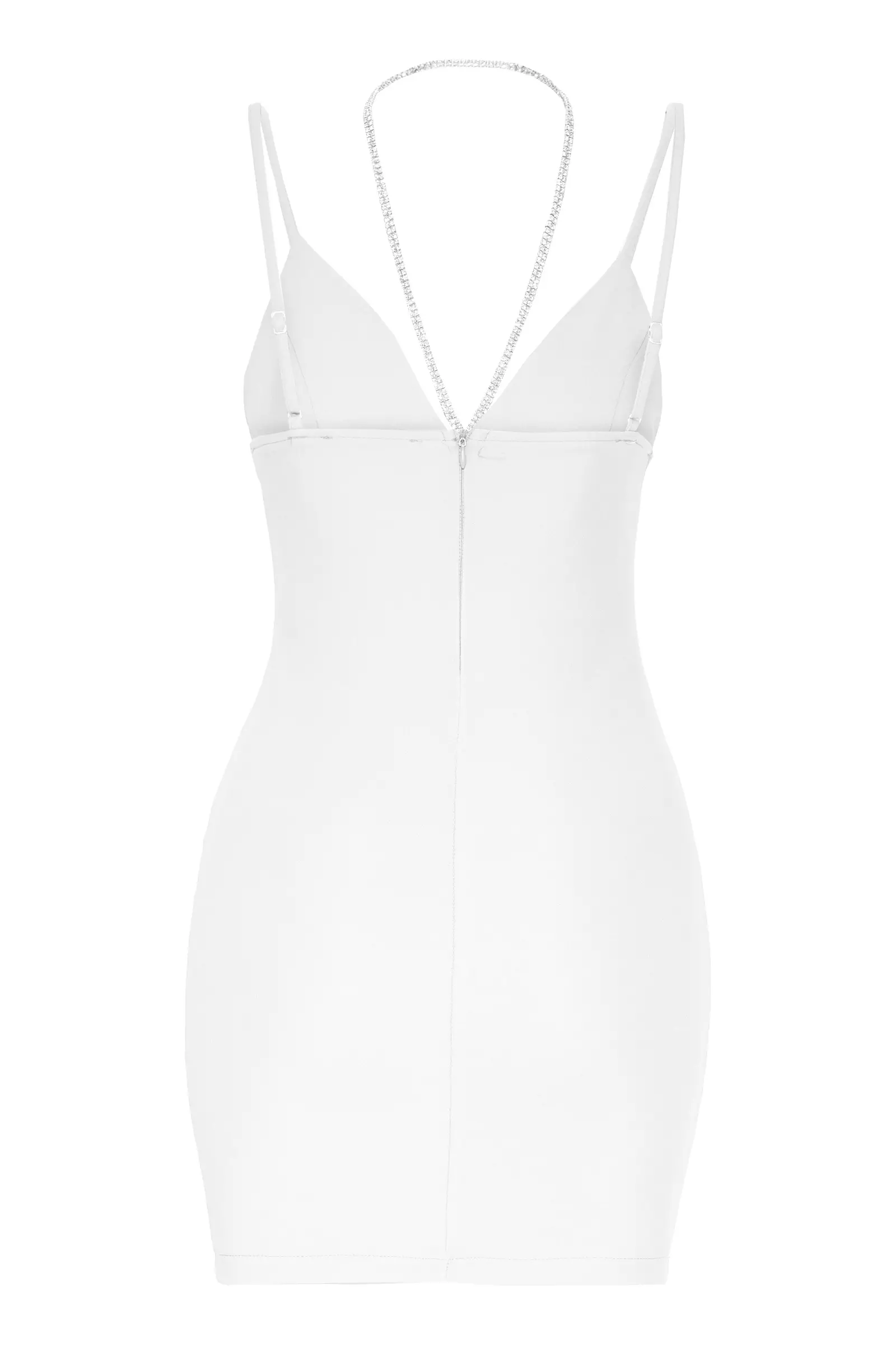 White crepe sleeveless mini dress