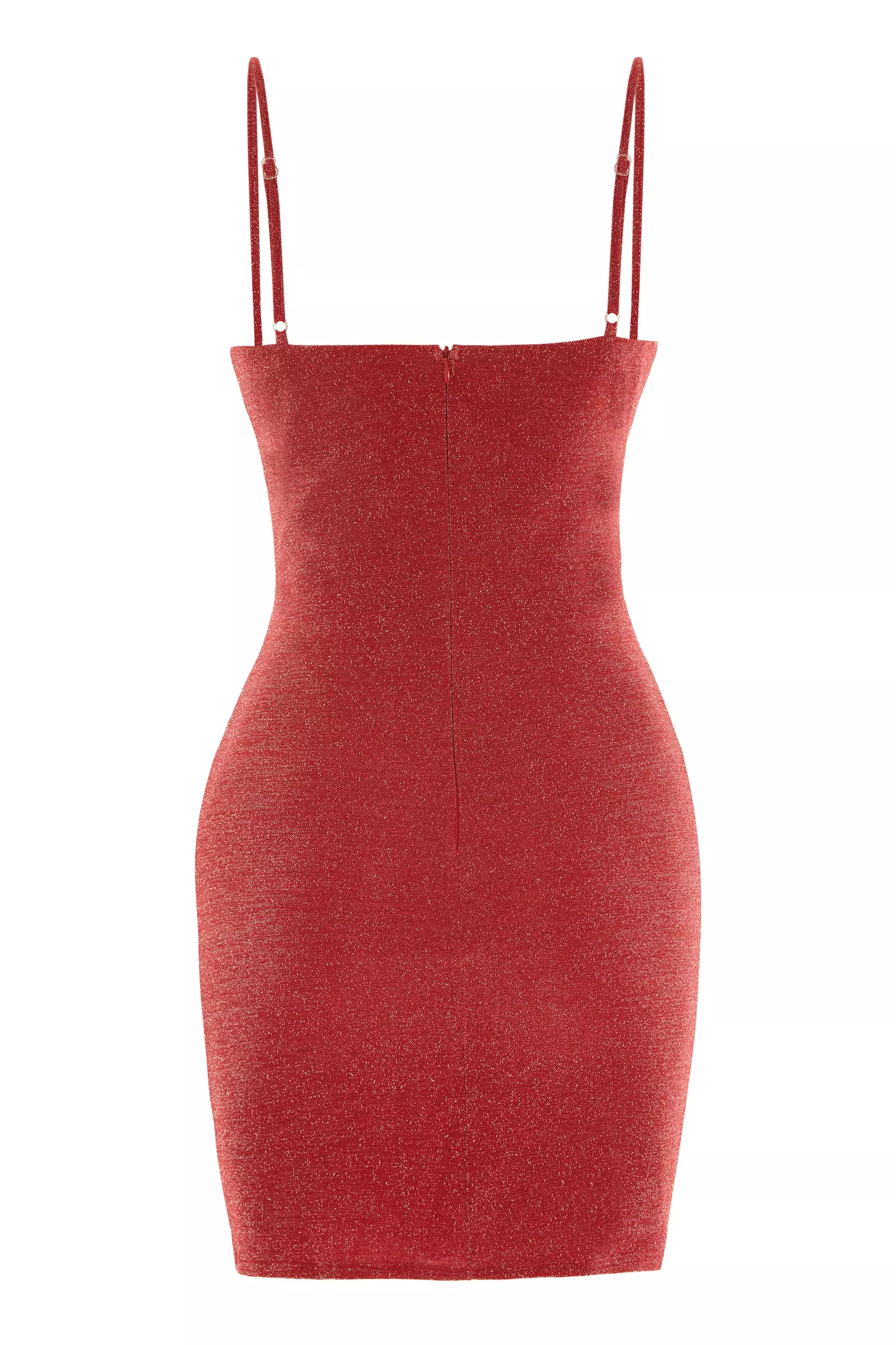 Red sparky sleeveless midi dress