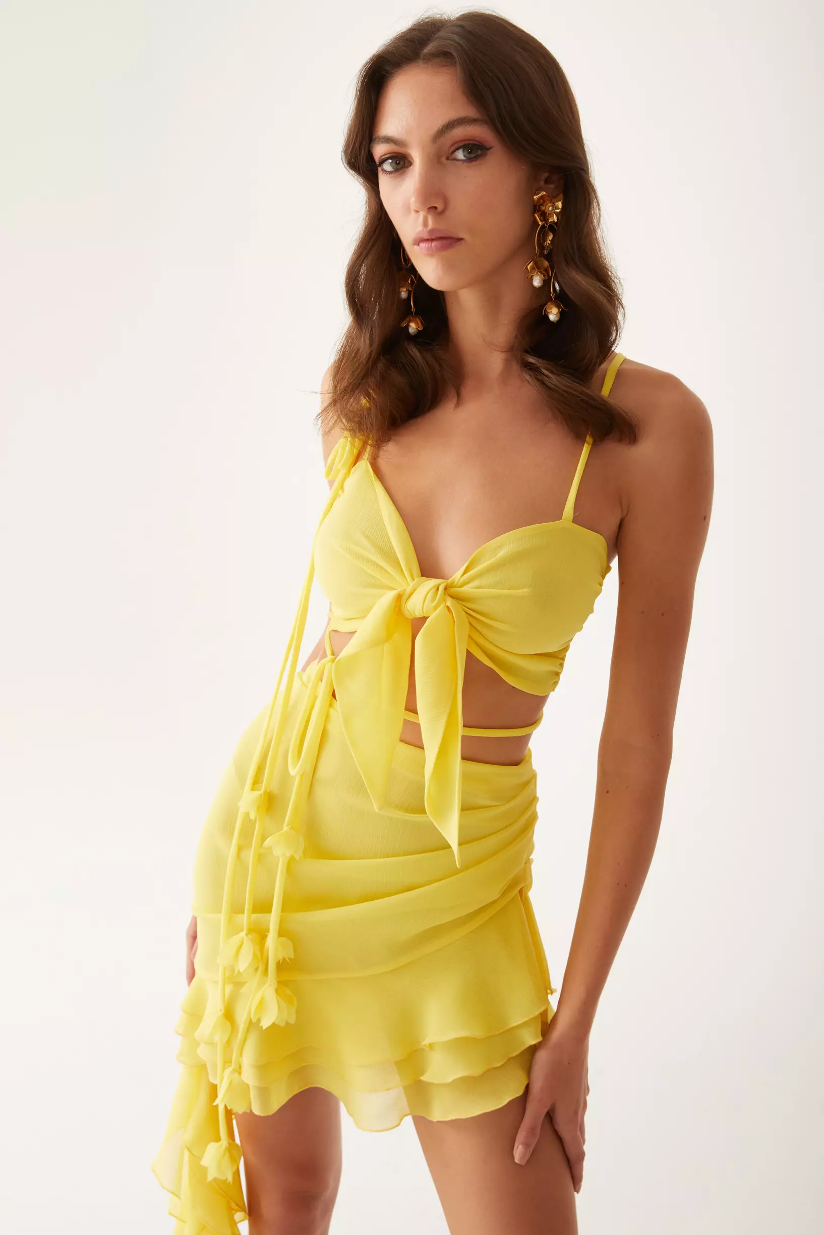 Yellow sifon mini skirt