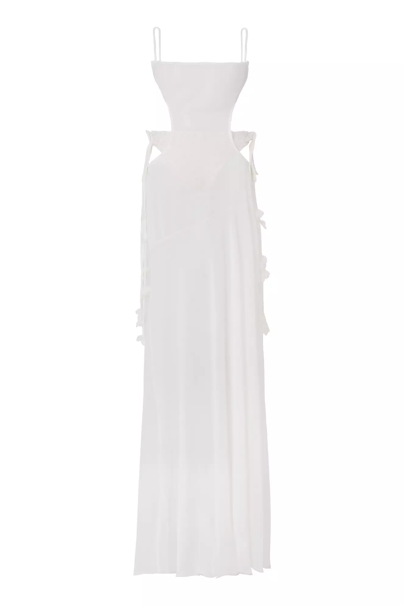 White sifon sleeveless long dress